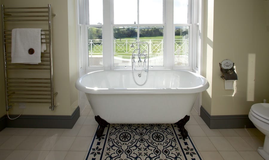view from the bath in Master Ensuite across the Downs