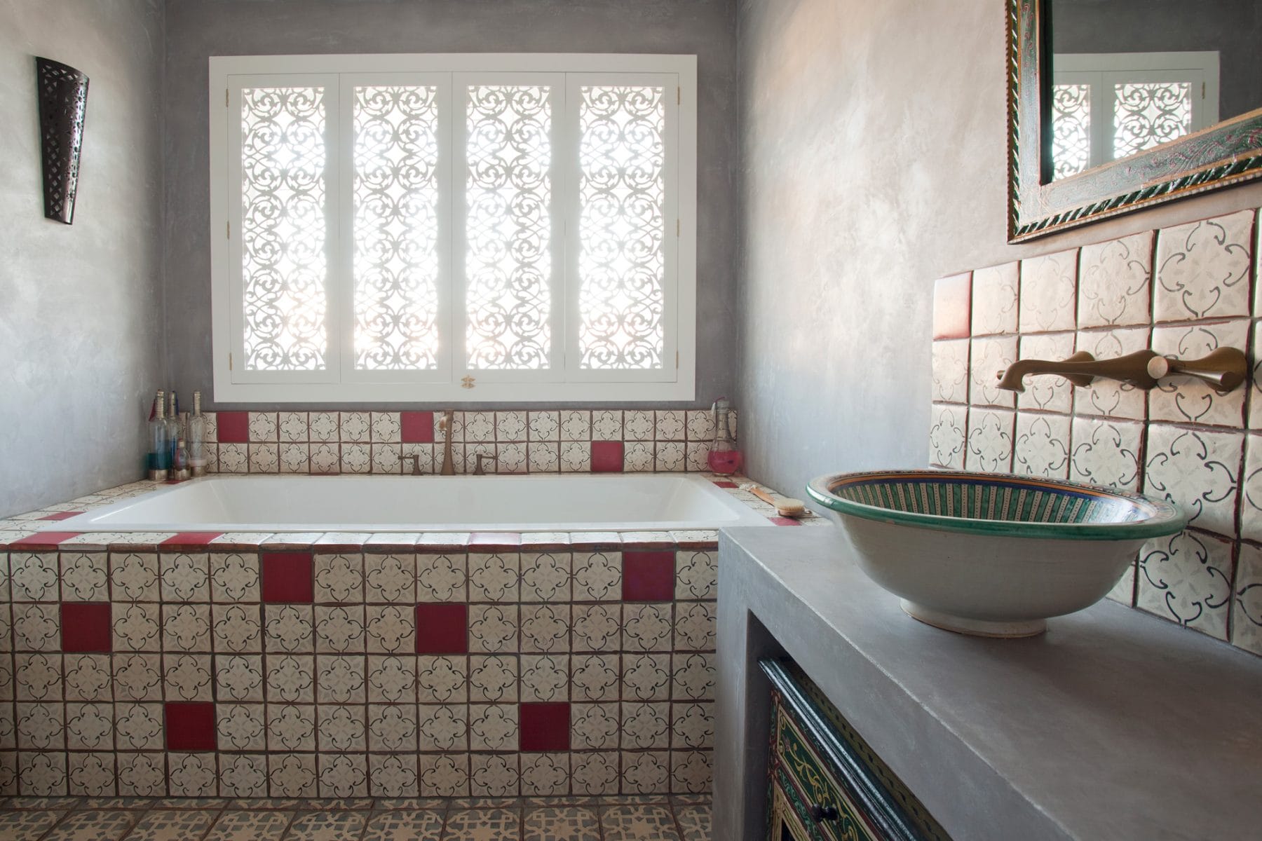 Image: Moroccan-inspired with Feature Basin and Cabinetry